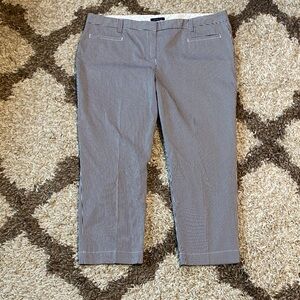 Lands' End Navy and White Pinstripe Cropped Pants